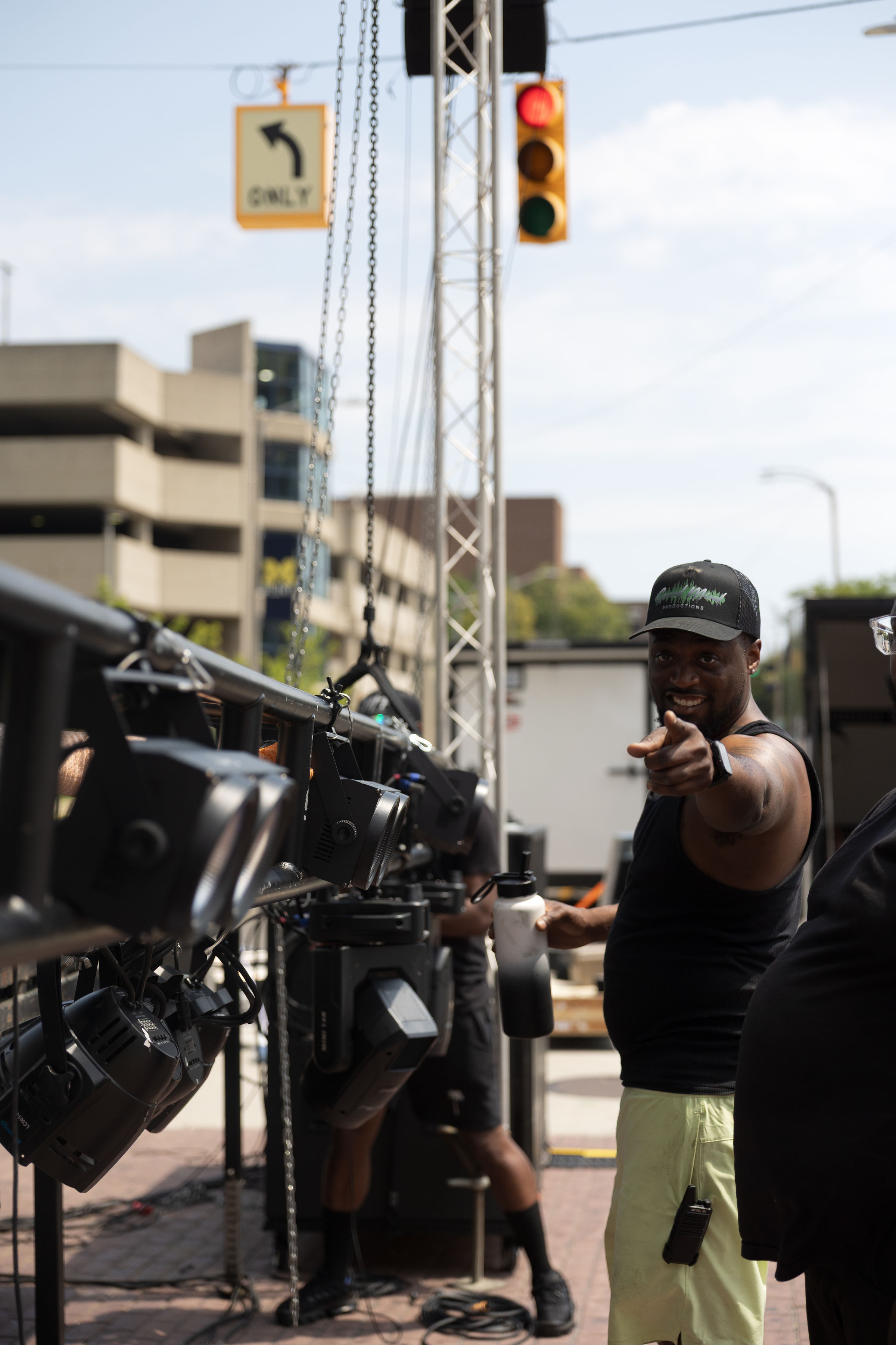 Sound Mind Productions crew member smiling and pointing